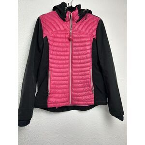 Halifax Traders Women's Hot‎ Pink Black Down Puffer Winter Coat Size L/XL